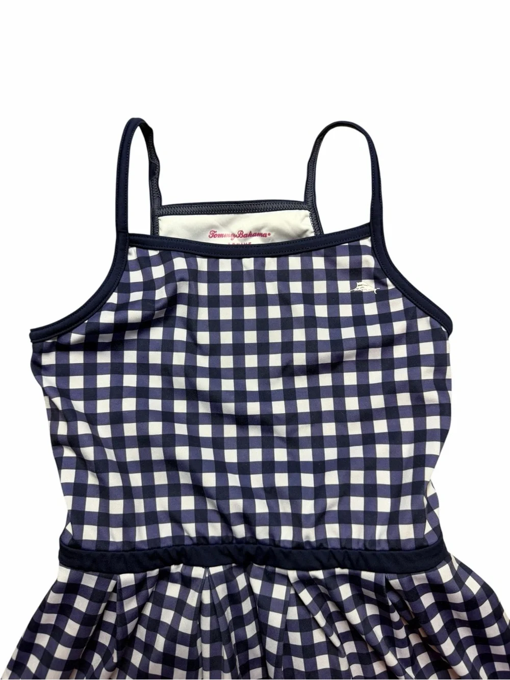 Tommy Bahama Girls Medium Navy and White Gingham Dress Plaid Activewear